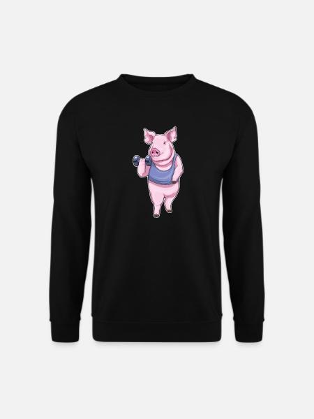 Bodybuilder cochon avec haltères - Sweat-shirt Unisexe - noir