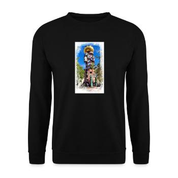 Kunterbunter Turm beim Kuchlbauer - Unisex Pullover - Schwarz - Vorne - Alina (178cm) & Michal (187cm)