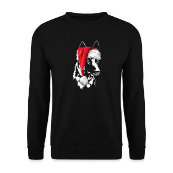 Santa Malinois Christmas St. Nicholas Dogs Wilsigns - Unisex Sweatshirt - black - Front - Alina (178cm) & Michal (187cm)