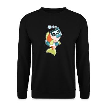 Fisch Taucher Schnorchel Tauchen - Unisex Pullover - Schwarz - Vorne - Alina (178cm) & Michal (187cm)