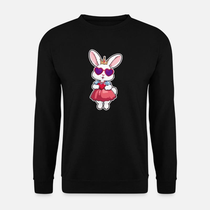 Princess Bunny with Heart Crown - Unisex Sweatshirt - black