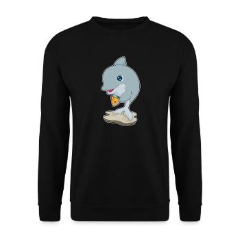 Pizza au dauphin - Sweat-shirt Unisexe - noir - Devant - Alina (178cm) & Michal (187cm)