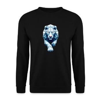 Blue White Lion Face Origami Geometric 3D - Unisex Sweatshirt - black - Front - Alina (178cm) & Michal (187cm)