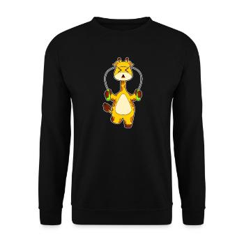 Giraffe Jumping Rope Skipping Rope Fitness - Unisex Sweatshirt - black - Front - Alina (178cm) & Michal (187cm)