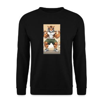 Tigre musculaire en entraînement gym - Sweat-shirt Unisexe - noir - Devant - Alina (178cm) & Michal (187cm)