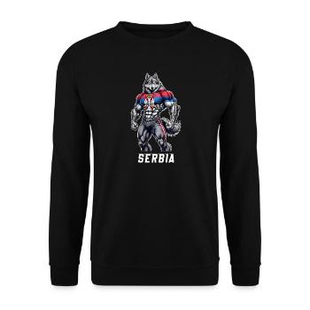 Serbia Wolf Bodybuilding Design - Sweat-shirt Unisexe - noir - Devant - Alina (178cm) & Michal (187cm)