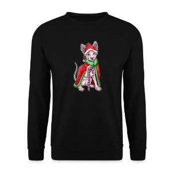 Sphynx Cat Canne de Noël - Sweat-shirt Unisexe - noir - Devant - Alina (178cm) & Michal (187cm)