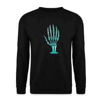 Halloween Skeleton Hand - Unisex Sweatshirt - black - Front - Alina (178cm) & Michal (187cm)