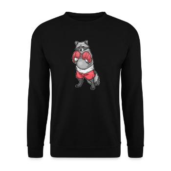 Waschbär Boxer Boxhandschuhe Boxen - Unisex Pullover - Schwarz - Vorne - Alina (178cm) & Michal (187cm)