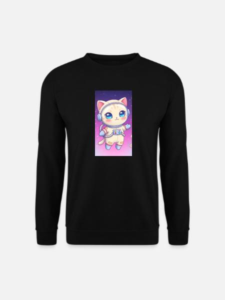Astronaut Kätzchen - Unisex Pullover - Schwarz