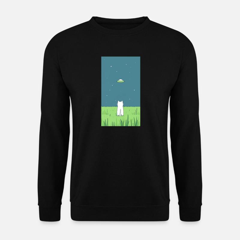 Cat and UFO - Unisex Sweatshirt - black