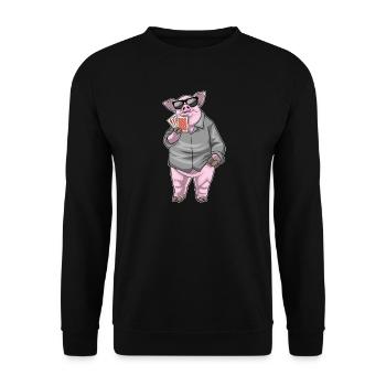 Schwein Poker Pokerkarten - Unisex Pullover - Schwarz - Vorne - Alina (178cm) & Michal (187cm)