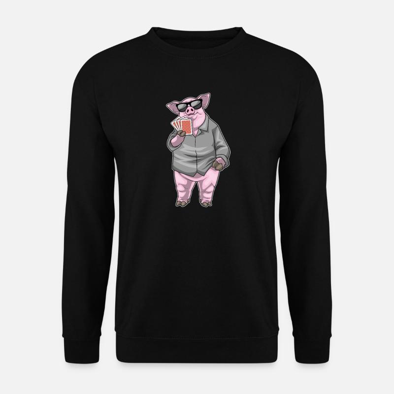 Schwein Poker Pokerkarten - Unisex Pullover - Schwarz
