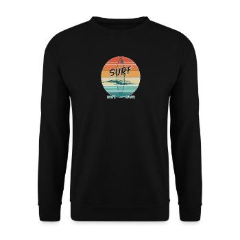 Retro Surf Vibes Vintage Surf Design - Unisex Sweatshirt - black - Front - Alina (178cm) & Michal (187cm)