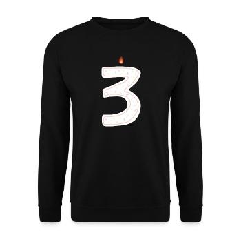 Festliche Geburtstagskerze Nummer 3 Design - Unisex Pullover - Schwarz - Vorne - Alina (178cm) & Michal (187cm)