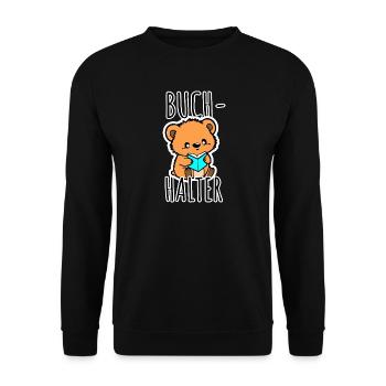 The cute little bear is a book holder! - Unisex Sweatshirt - black - Front - Alina (178cm) & Michal (187cm)