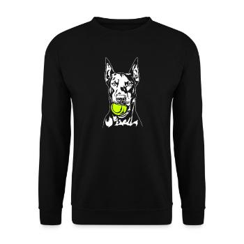 Doberman Ball Ball Junkie Dogs Wilsigns - Unisex Sweatshirt - black - Front - Alina (178cm) & Michal (187cm)