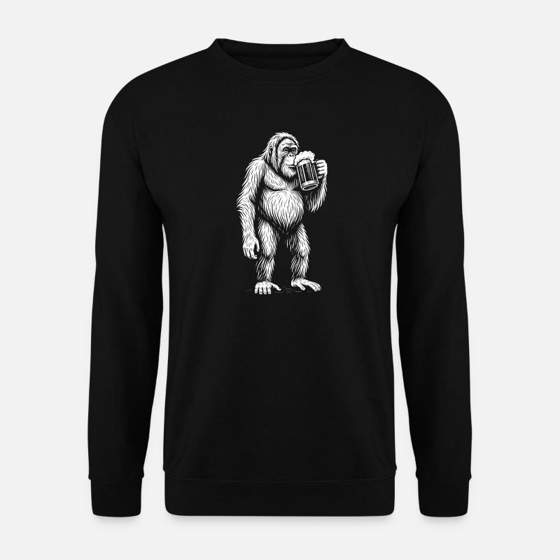 Bierkrug-Affen-Silhouette - Unisex Pullover - Schwarz