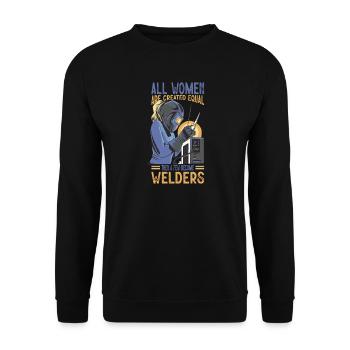 Welder Saying Gifts for Metalworkers - Unisex Sweatshirt - black - Front - Alina (178cm) & Michal (187cm)