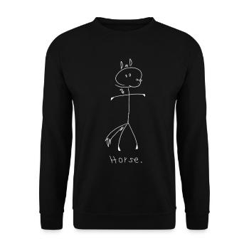 cheval. (lignes blanches) (par Leni Riosa) - Sweat-shirt Unisexe - noir - Devant - Alina (178cm) & Michal (187cm)