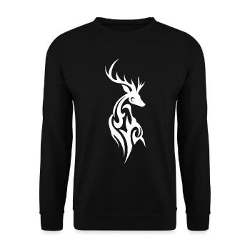 Tribal Hirsch Silhouette - Unisex Pullover - Schwarz - Vorne - Alina (178cm) & Michal (187cm)