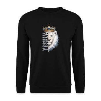 Lion of Judah, King Jesus, Son of Yahweh, Christian - Unisex Sweatshirt - black - Front - Alina (178cm) & Michal (187cm)