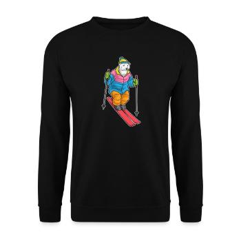 Eisbär Skifahrer Ski Wintersport - Unisex Pullover - Schwarz - Vorne - Alina (178cm) & Michal (187cm)