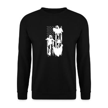 Ghost Halloween US Flag Halloween Ghost - Unisex Pullover - Schwarz - Vorne - Alina (178cm) & Michal (187cm)