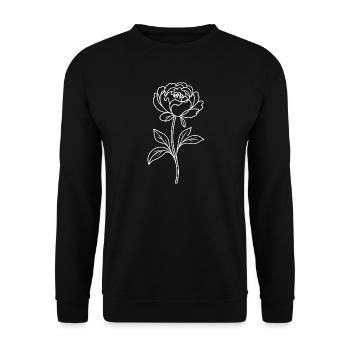 Peony Line Drawing - Unisex Sweatshirt - black - Front - Alina (178cm) & Michal (187cm)