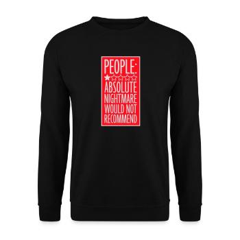 People Absolute Nightmare 1 Stern Review Logo Text - Unisex Pullover - Schwarz - Vorne - Alina (178cm) & Michal (187cm)