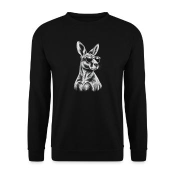 Känguru Skizze mit Sonnenbrille - Unisex Pullover - Schwarz - Vorne - Alina (178cm) & Michal (187cm)
