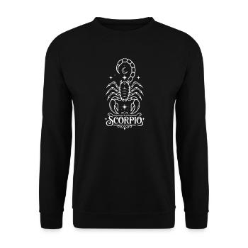 Sternzeichen Skorpion - Elegantes Line Art Astro - Unisex Pullover - Schwarz - Vorne - Alina (178cm) & Michal (187cm)