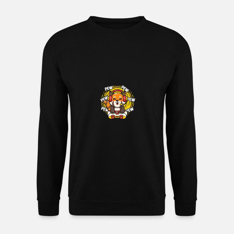gamer red panda cute animals red panda - Unisex Pullover - Schwarz