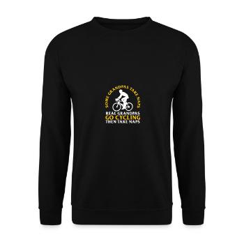 Funny Some Grandpas Take Naps Real Grandpas Go - Unisex Pullover - Schwarz - Vorne - Alina (178cm) & Michal (187cm)