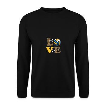 Femmes Mignonnes Amour Volleyball Léopard Imprimé - Sweat-shirt Unisexe - noir - Devant - Alina (178cm) & Michal (187cm)