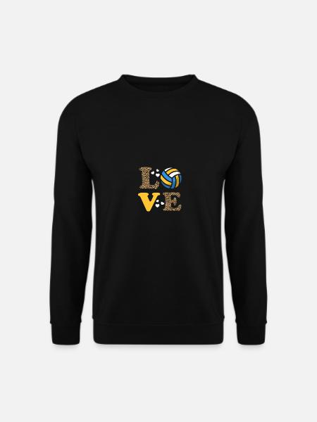 Women Cute Love Volleyball Leopard Print - Unisex Sweatshirt - black