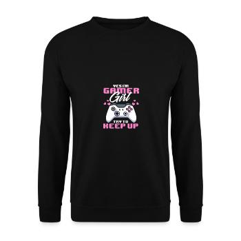 Yes I'm A Gamer Girl Funny Video Gamer Girls - Unisex Sweatshirt - black - Front - Alina (178cm) & Michal (187cm)
