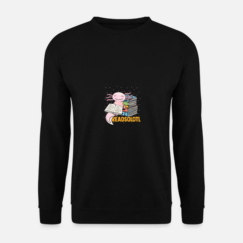 Readsolotl Funny Reading Fish Books Axolotl - Unisex Pullover - Schwarz