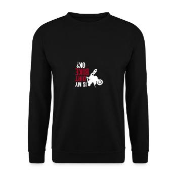 Motocross Upside Down Is my Dirt Bike Funny Dirt - Unisex Pullover - Schwarz - Vorne - Alina (178cm) & Michal (187cm)