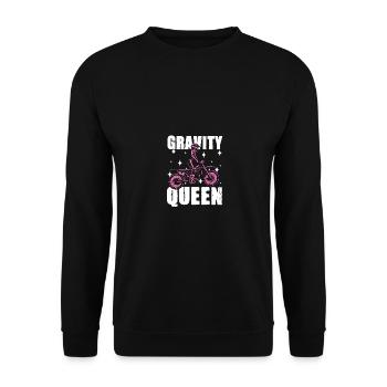 Gravitiy queen Dirt Bike Rider funny motorcross - Unisex Pullover - Schwarz - Vorne - Alina (178cm) & Michal (187cm)