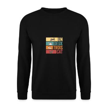 Un Deux Trois Cat Funny Cat Lover - Unisex Sweatshirt - black - Front - Alina (178cm) & Michal (187cm)