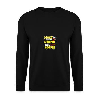 Most Likely To Drink Santa's Coffee Funny Family - Unisex Pullover - Schwarz - Vorne - Alina (178cm) & Michal (187cm)