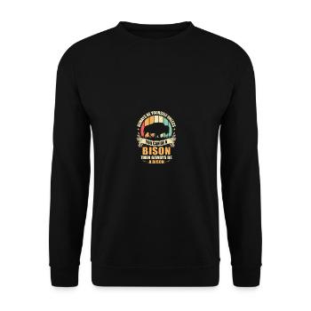 Bison Soyez toujours vous-même Drôle Vintage Rétro Bison - Sweat-shirt Unisexe - noir - Devant - Alina (178cm) & Michal (187cm)
