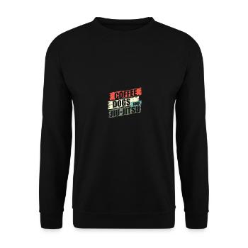 Coffee Dogs Jiu Jitsu Funny BJJ Dogs Lover - Unisex Pullover - Schwarz - Vorne - Alina (178cm) & Michal (187cm)