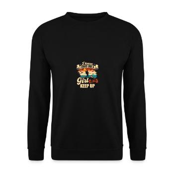 I Know I Hike Like A Girl Try To Keep Up Funny - Unisex Pullover - Schwarz - Vorne - Alina (178cm) & Michal (187cm)