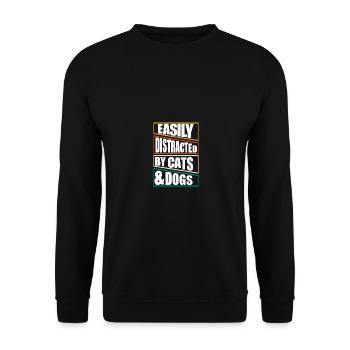 facilement distrait par les chats et les chiens - Sweat-shirt Unisexe - noir - Devant - Alina (178cm) & Michal (187cm)