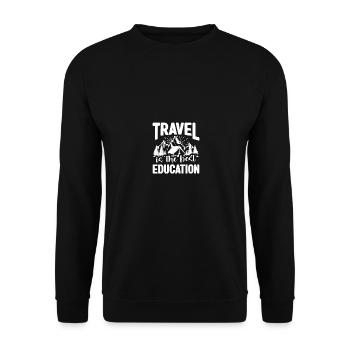 travel is the best education hiker camping - Unisex Pullover - Schwarz - Vorne - Alina (178cm) & Michal (187cm)