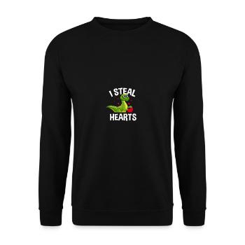 I Steal Hearts Dinosaur Valentines Day For Baby - Unisex Pullover - Schwarz - Vorne - Alina (178cm) & Michal (187cm)