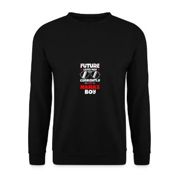 Future Ladies Man Current Mama's Boy Valentine's - Unisex Pullover - Schwarz - Vorne - Alina (178cm) & Michal (187cm)