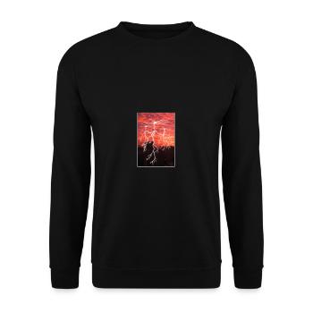 Gewitter Wetterfrosch Geschenk - Unisex Pullover - Schwarz - Vorne - Alina (178cm) & Michal (187cm)